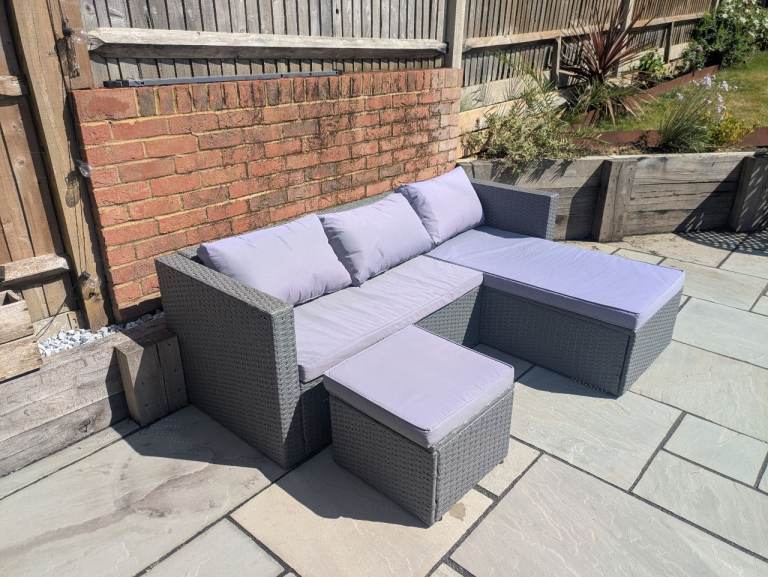 Garden Rattan Corner Sofa Set with Cushions