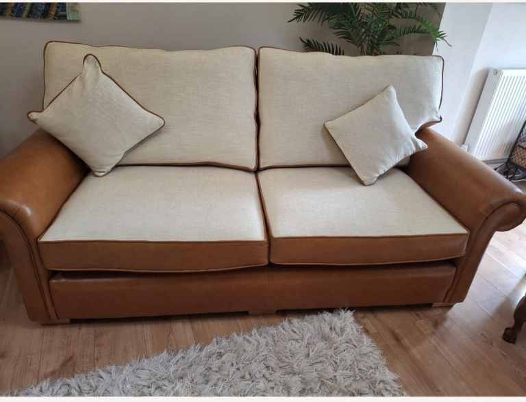 Stunning Real Leather Georgian Wing Chairs & Francis Sofa