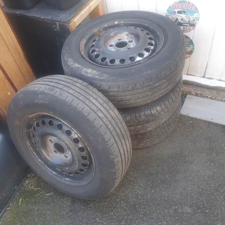 4,  195/65R15 , Ford Van Tyres & Hubs, Decent Condition & Tread, Very Useful .