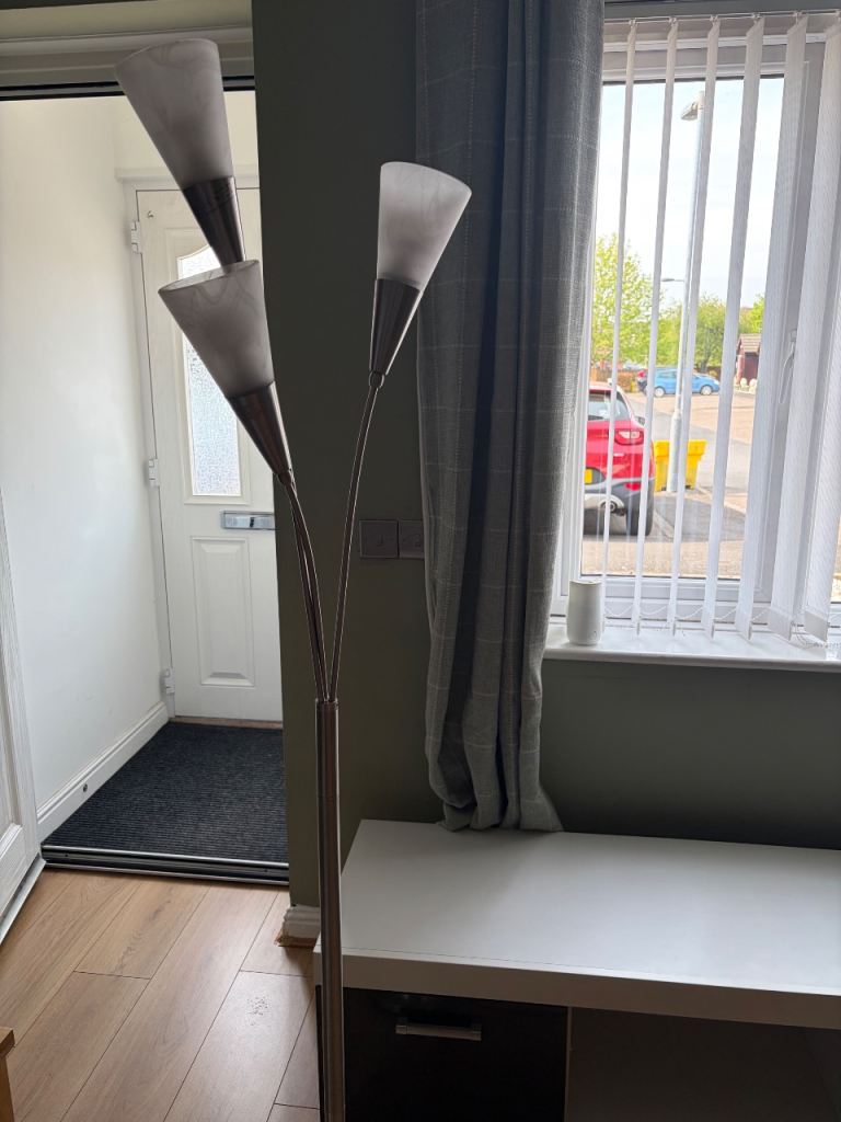  Marble Glass Satin Nickel Floor Lamp