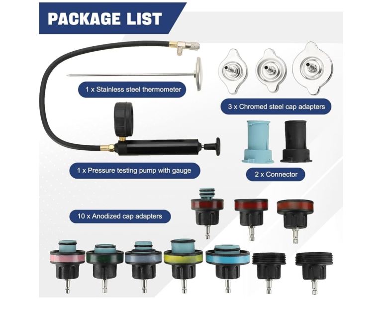 18PCS Radiator Pressure Leakage Tester Tool Kit, Automotive Cooling System Water Tank