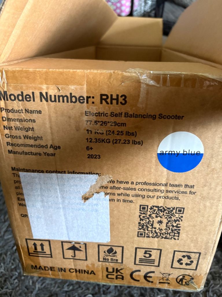 Electric Self Balancing Scooter RH3 – Army Blue, New in Box