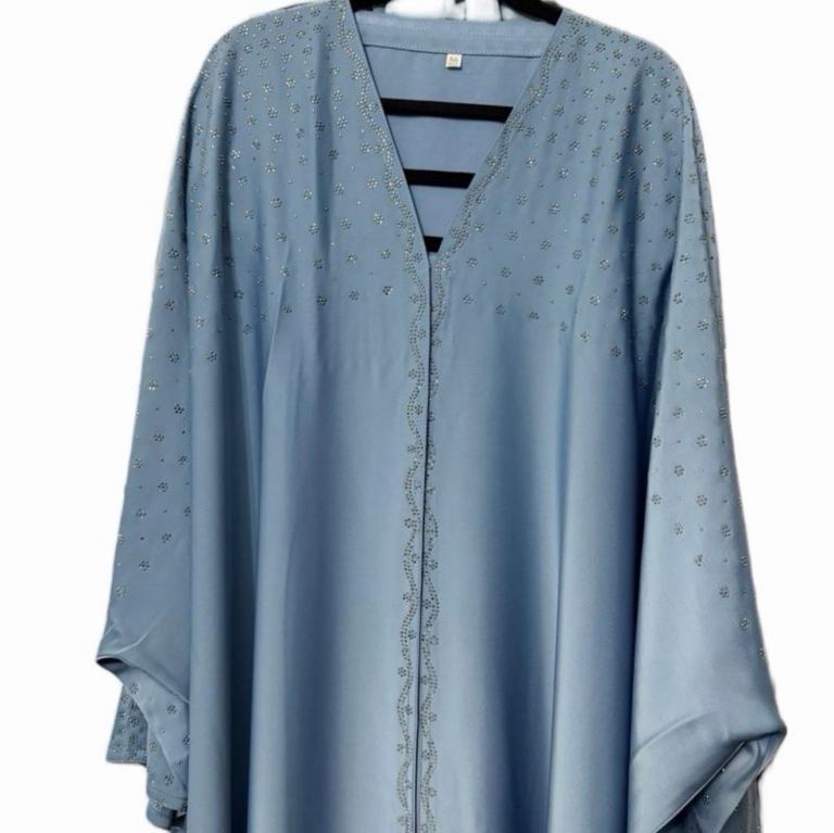Sky blue butterfly Dubai maid party where Abaya