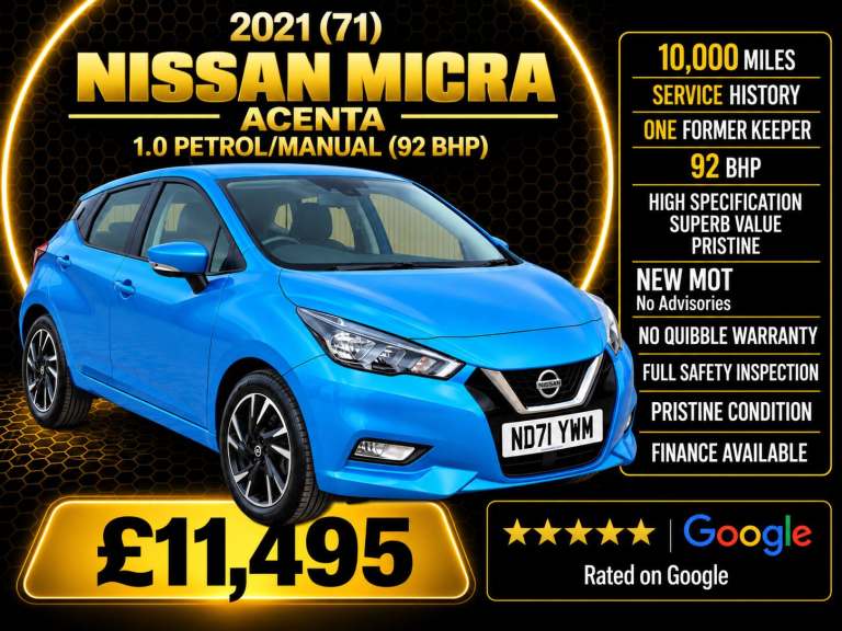 2021 Nissan Micra 1.0 IG-T 92 Acenta 5dr HATCHBACK Petrol Manual