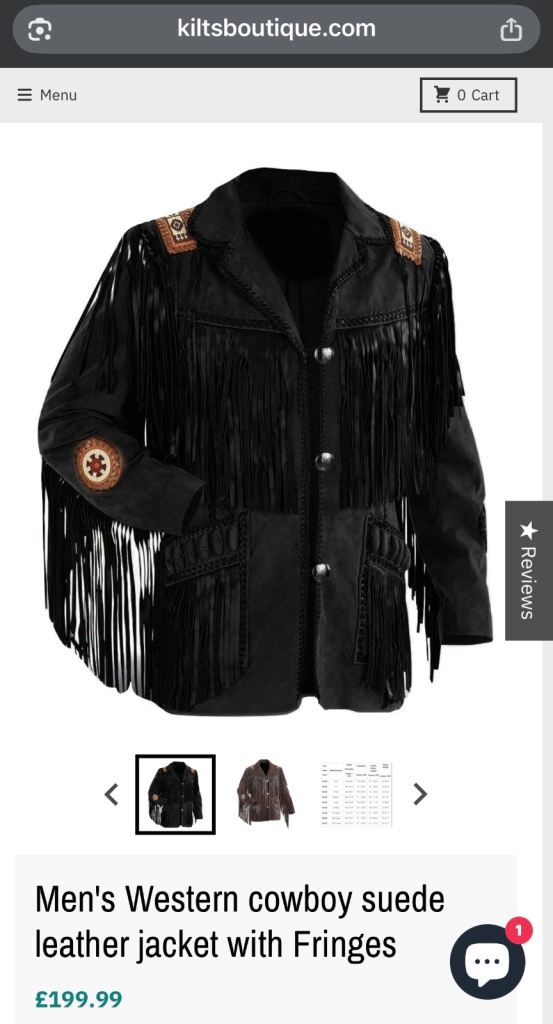 Men’s stunning faux suede leather cowboy jacket