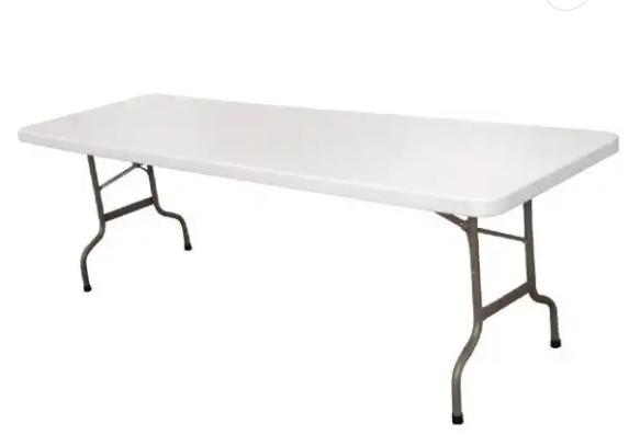 Bolero Rectangular Centre Folding Table White 8ft.