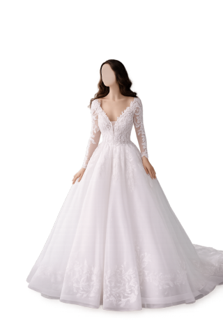 ronald joyce long sleeve wedding dress Ronald Joyce 69512 A-line wedding dress with long sheer lace sleeves  Veni  Infantino