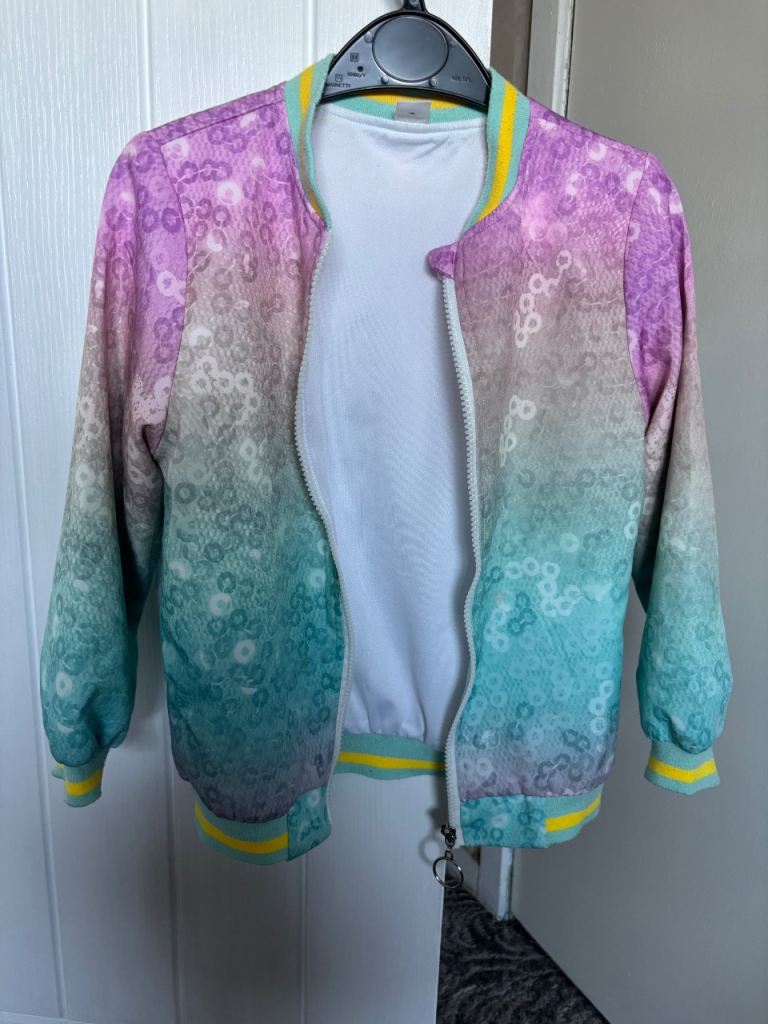 SHEIN Kids Multicoloured Bomber Jacket - Size 7Y, Excellent Condition
