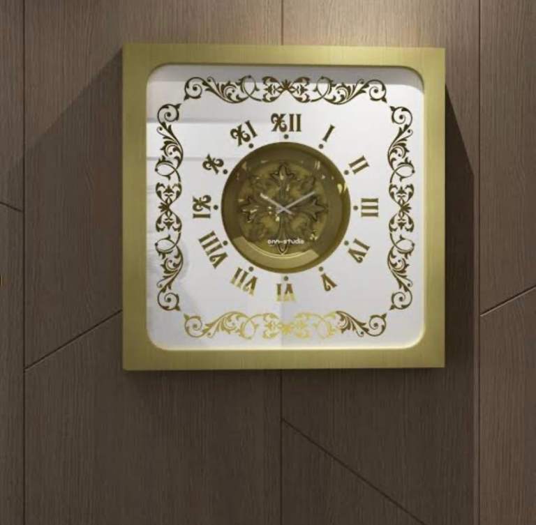 BN Merit Onn Studio Wall Clock Traditional Vintage Gold Square ~60cm RRP £329.99