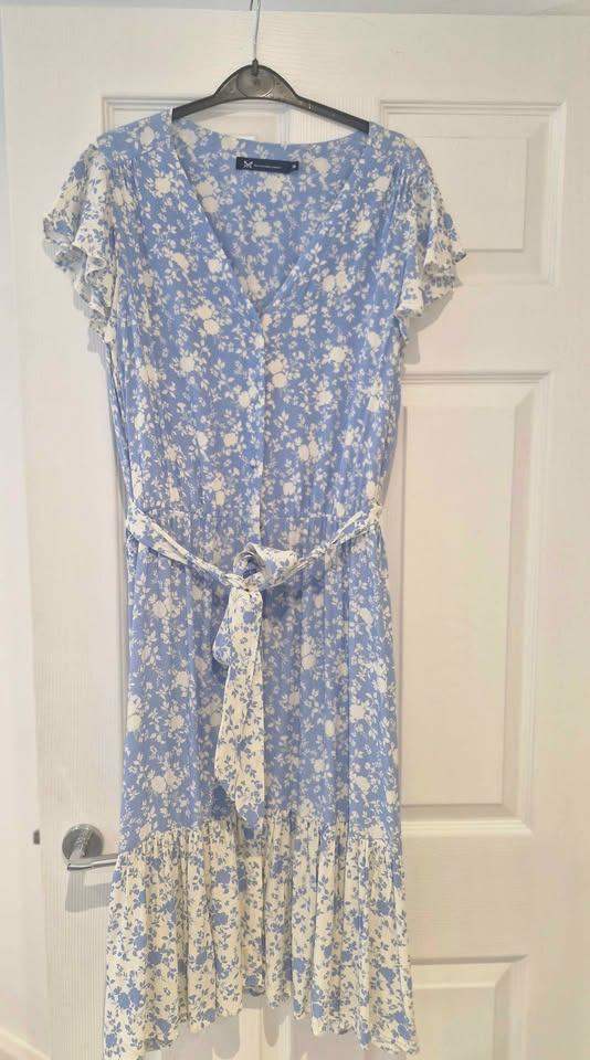 Blue & White Ladies Summer Dress Size 16