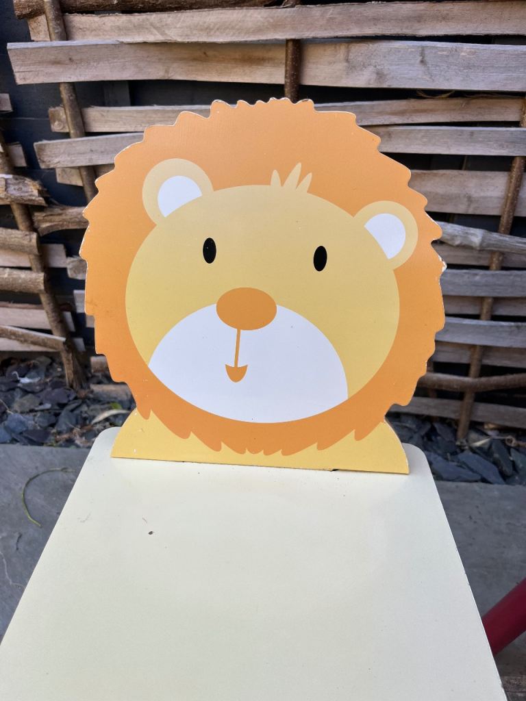 Pair of Kids Wooden Lion & Monkey Chairs – Good Condition