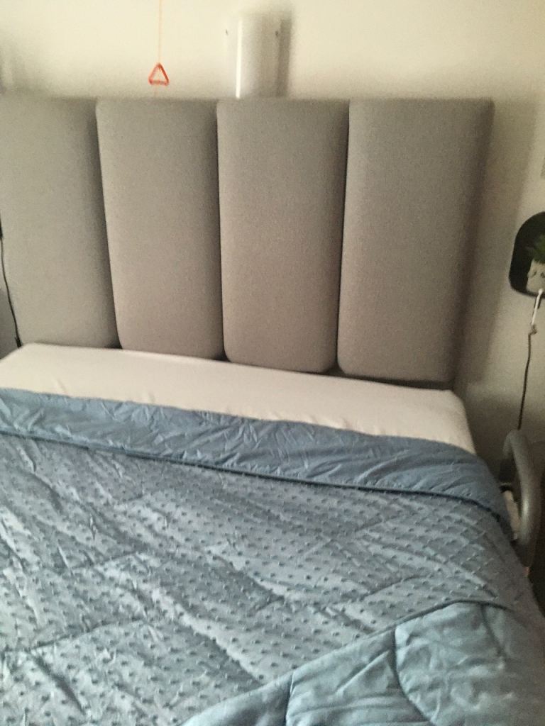 Grey Double Bed with Headboard and Storage Drawers – Good Condition