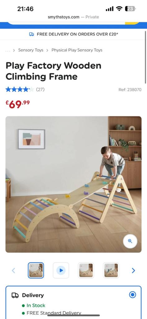 Play Factory Kids Wooden Climbing Frame with Slide