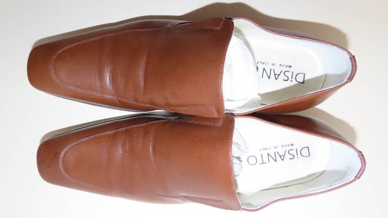 DiSANTO Handcrafted Italian Brown Leather Formal Slip-On Shoes EU Size 42 With Original Box IG3