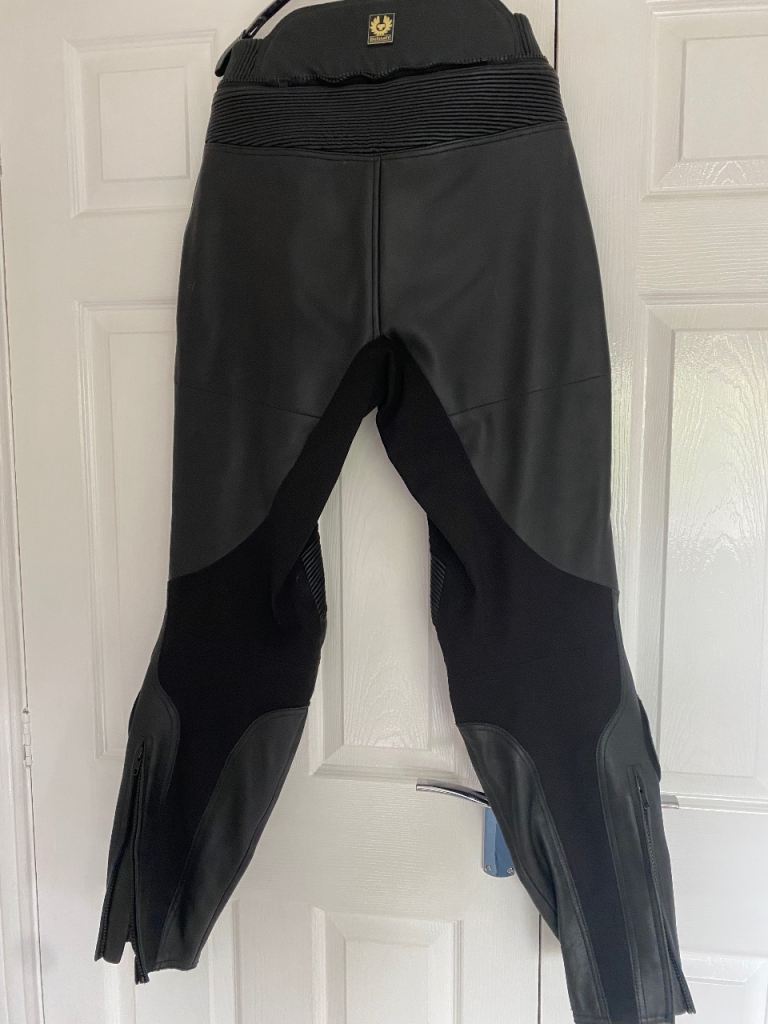 Belstaff Black Leather Motorcycle Trousers – Good Condition