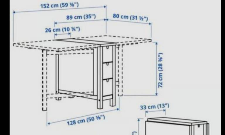 Ikea folding down white table with chairs
