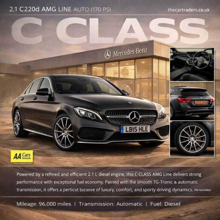 2015 Mercedes-Benz C Class 2.1 C220d AMG Line Saloon 4dr Diesel 7G-Tronic+ Euro 6 (s/s) (170 ps) ...