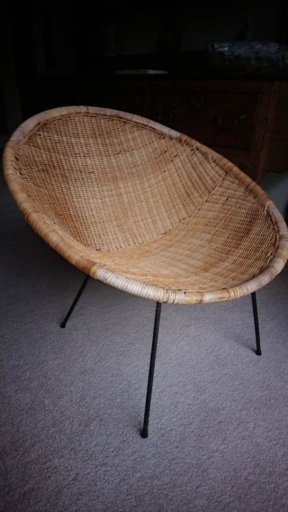 Vintage Mid Century Wicker Satellite Chair
