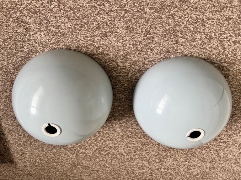Two Grey Dome Ceiling Lamp Shades 
