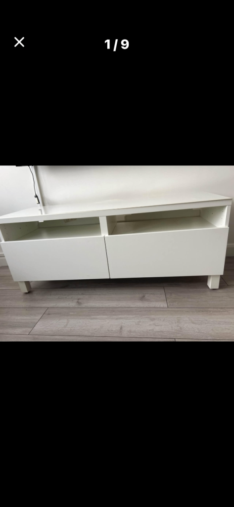 IKEA BESTÅ TV Bench with Drawers – White, Good Condition