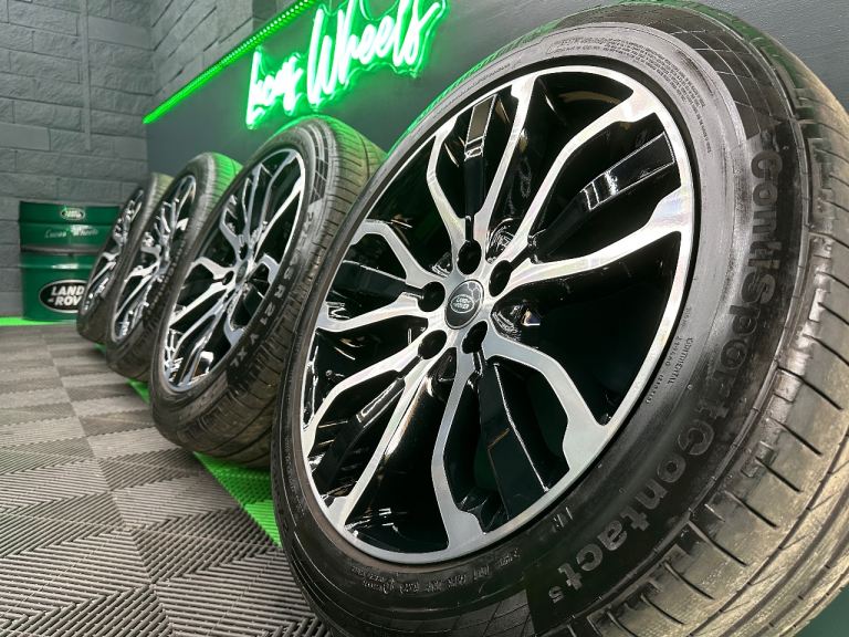 21” Range Rover Sport / Discovery NEW Diamond Cut Black Alloy Wheels style 5007’s & 6mm+ Conti!