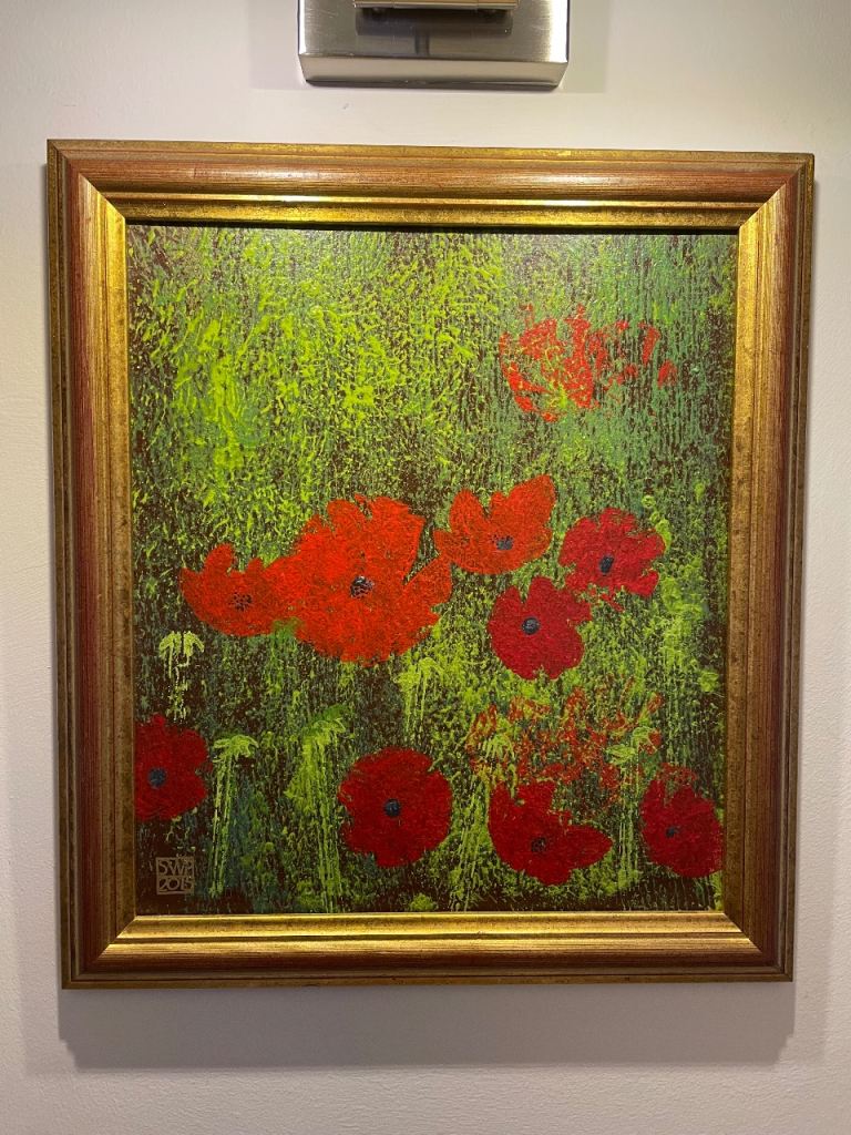 Scottish Contemporary Painting Acrylic On Board "Poppy Field" by SW Phillips
