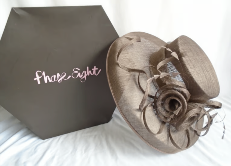 Ladies Phase Eight Praline Ashford Flower Brimmed Hat S/M Boxed