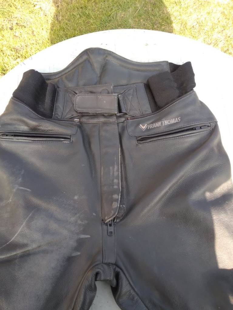 Ladies Frank Thomas leather Motorcycle Trousers. Size 14