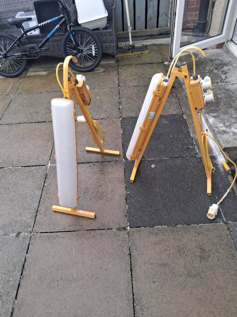 Pair of Work Lights - Yellow, Used Condition and 110v transformer
