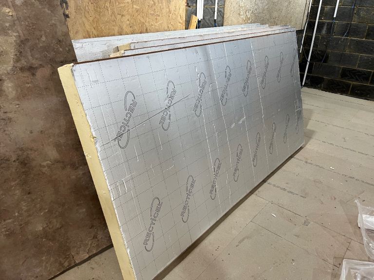 Recticel PIR Insulation Boards – Foil Faced – 2400 x 1200 – [130] mm – Unused