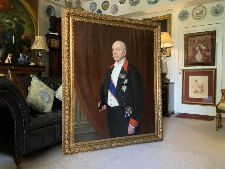 HUGE 19thC Oil Portrait Painting 'Major-General Sir Stanley Calvert Clarke' 1of2