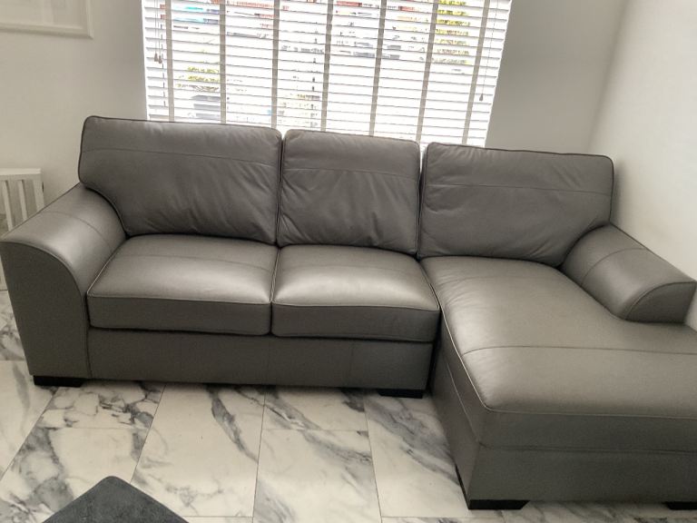Next grey leather corner sofa