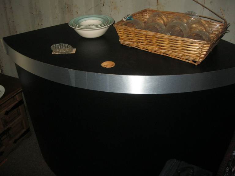 MODERN CURVED HOME BAR - RECEPTION DESK. IN GOOD ORDER. DELIVERY AVAILABLE