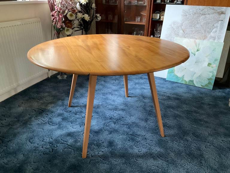 Ercol vintage drop leaf round dining table