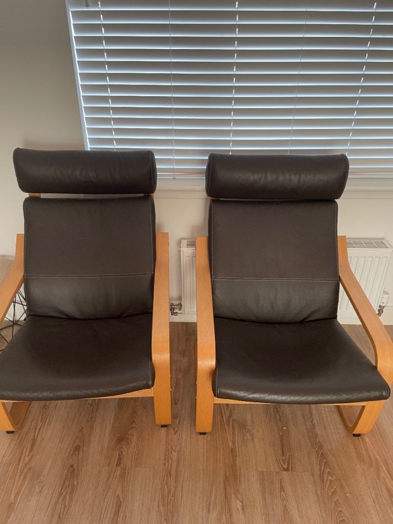 IKEA POÄNG LEATHER ARMCHAIR 