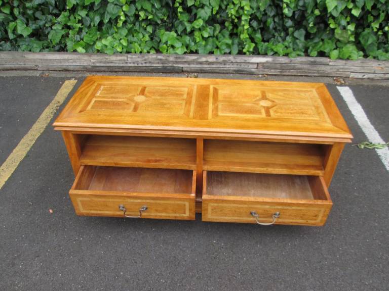 LARGE SOLID WOOD INLAY TV UNIT at HAVEN TRUST CHARITY SHOP 