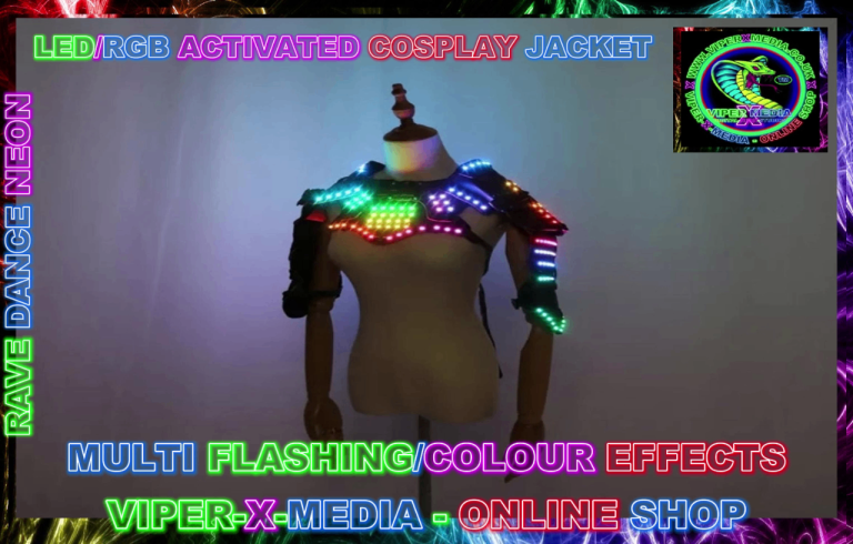 LED/RGB MULTI EFFECT COLOUR DJ PARTY DANCING COSPLAY JACKET – RAVE/DANCE/NEON