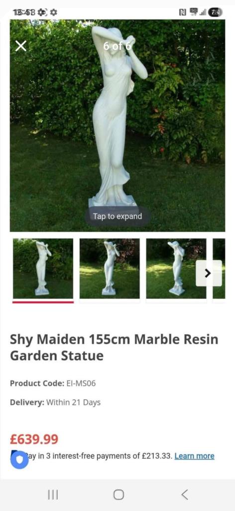 Shy Maiden 155cm Marble Resin Garden Statue