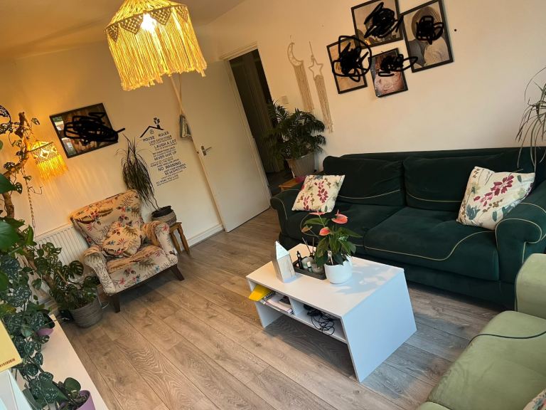 Comfortable Green sofa set  with Armchair and teatable