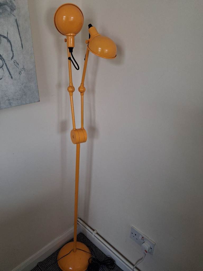 Orange Floor Lamp with Adjustable Reading Light – Good Condition