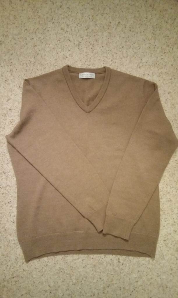 image for Lochcarron Camel Pure New Wool Made In Scotland V Neck Jumper