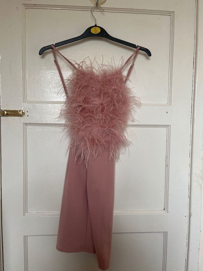 Missguided feather trim mini dress