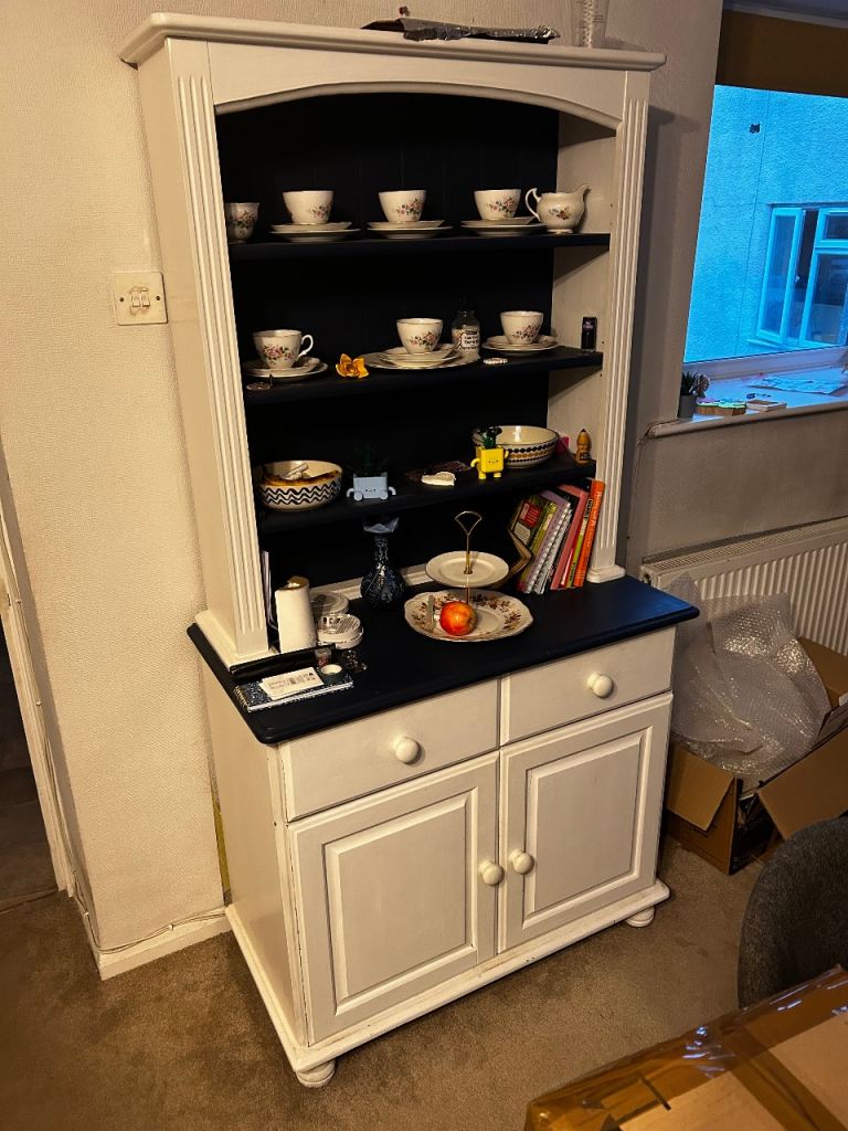 White and Blue Wooden Dresser