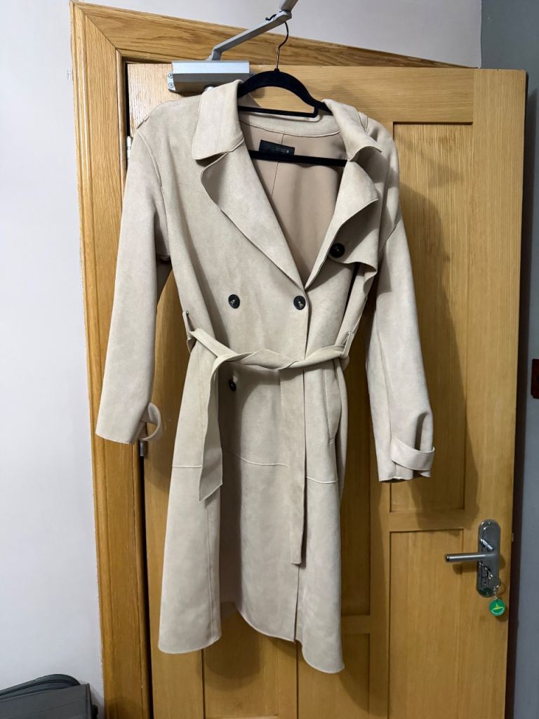 Zara faux suede trench coat 