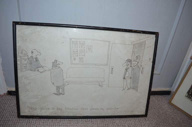 signed VERY old POLICE LAWYER / SOLICITOR  DRAWING 