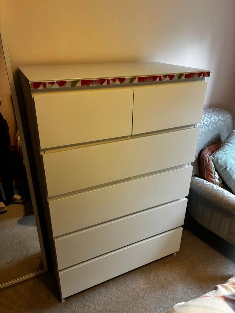 Ikea malm chest of 6 drawers, white, 80x123 cm