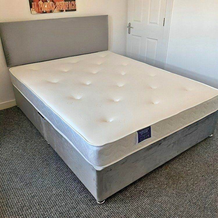 Small Double Divan Bed with Memory Foam Mattress - 4ft Wide - Same Day Delivery