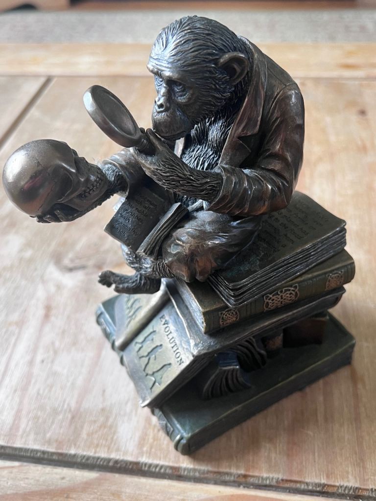 Willow Hall Bronze Monkey with Skull Decorative Figurine