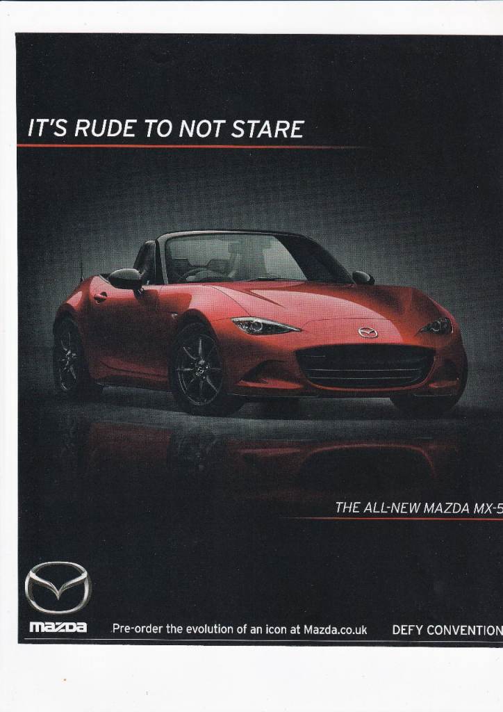 16. A Rare Original Magazine Print Of A New Model Mazda MX-5 Car 