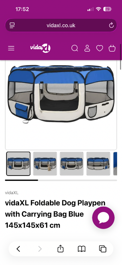 vidaXL Foldable Dog Playpen with Carrying Bag Blue 145x145x61 cm